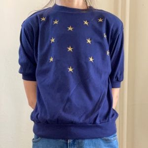 Vintage Metallic Embroidered Star Shirt